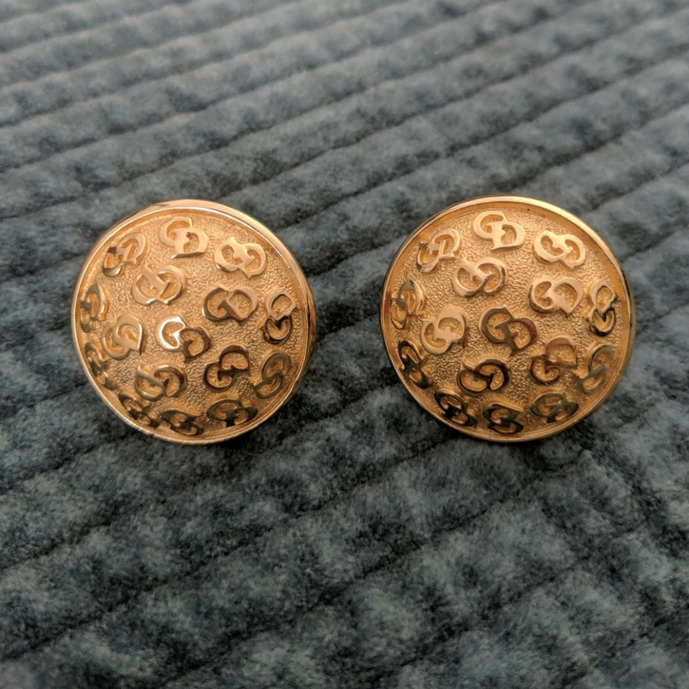 Vintage Gold Plated Dior Earrings Monogram